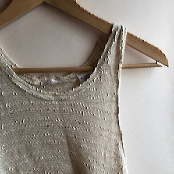 NEW URBAN OUTFITTERS COOPERATIVE Cream Ivory Floral Knit Sleeveless Ruffle Tank - Picture 3 of 8